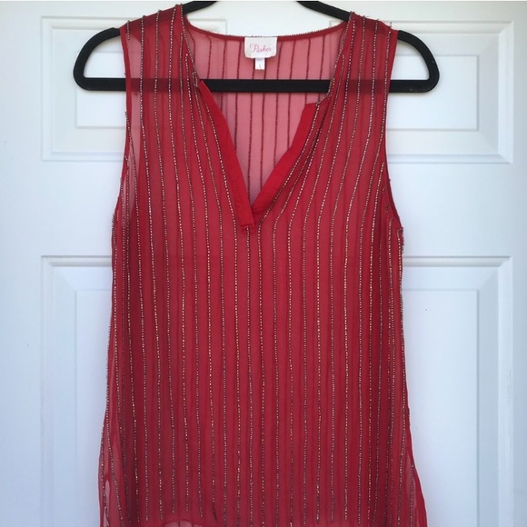 Parker Beautiful Beaded Sheer Tank - Picture 2 of 6